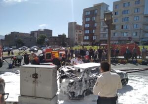 دپو بنزین خودرو پراید در سنندج طعمه حریق شد
