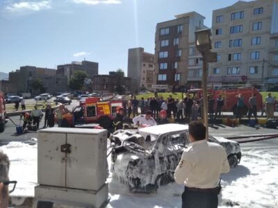 دپو بنزین خودرو پراید در سنندج طعمه حریق شد